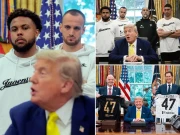 ٹرمپ کی فٹبال ٹیم سے ملاقات؛ کیا ٹیم میں کوئی ٹرانس جینڈر خاتون ہے!